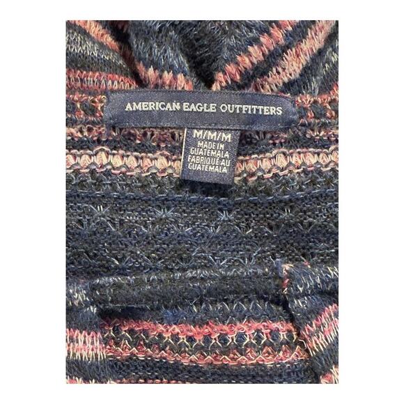 American Eagle Women's Striped Crop Top Multicolor Size Medium Keyhole Knit - Picture 4 of 7